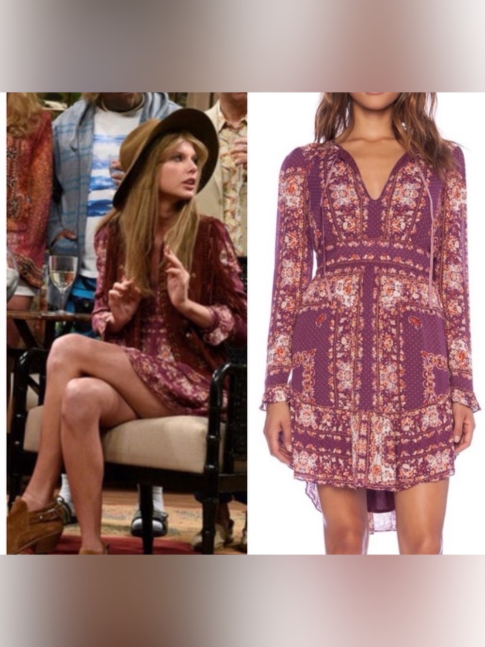 FREE PEOPLE Bridgette Mini Dress Berry Combo Size XS Taylor Swift Dress